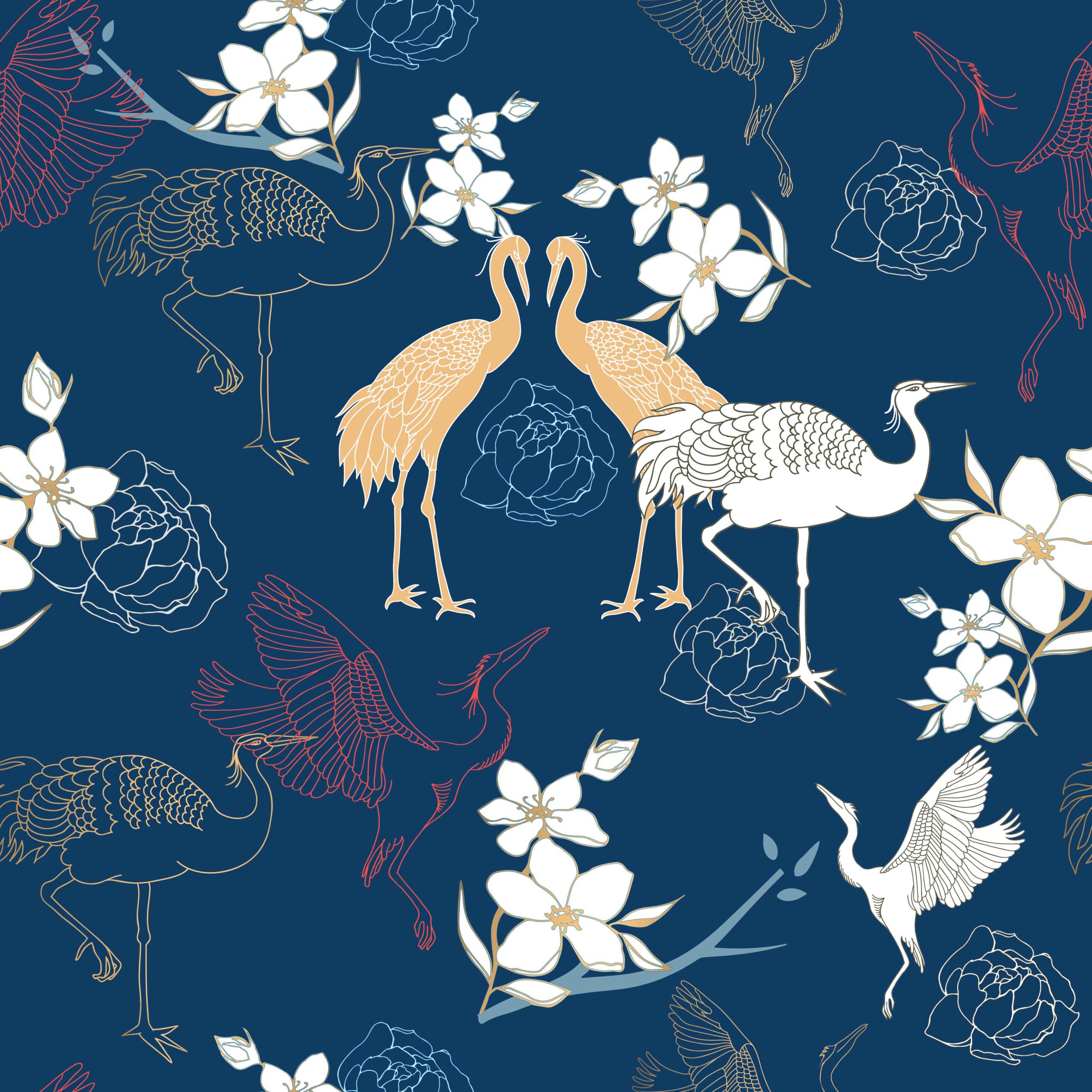 Carta-da-parati-con-Fenicotteri-PATTERN-GRANDE-blu