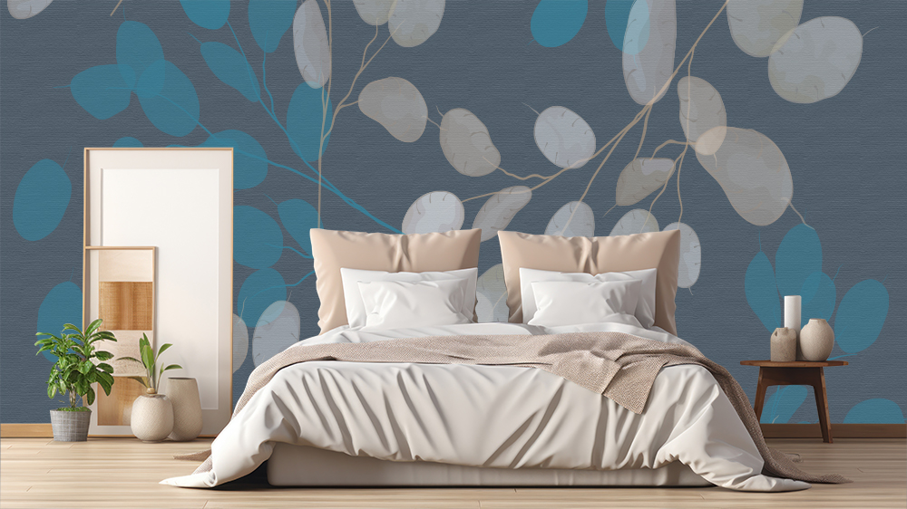 fotoinserimento su camera da letto pattern nero fiori